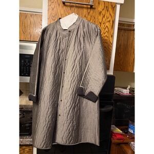 Oscar de la Renta Collection Silk Quilted Duster Coat and Shell Top Set Grey S